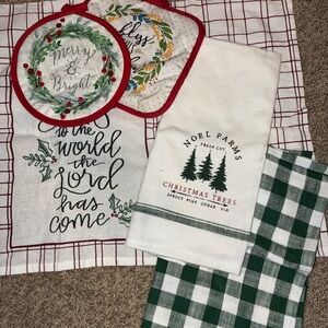 Festive Kitchen Towel Set with Holiday Designs